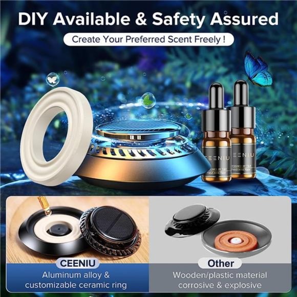 DIY Car Air Fresheners, UFO Full-Aluminum Alloy Solar-Powered Rotary Design - Picture 5 of 6